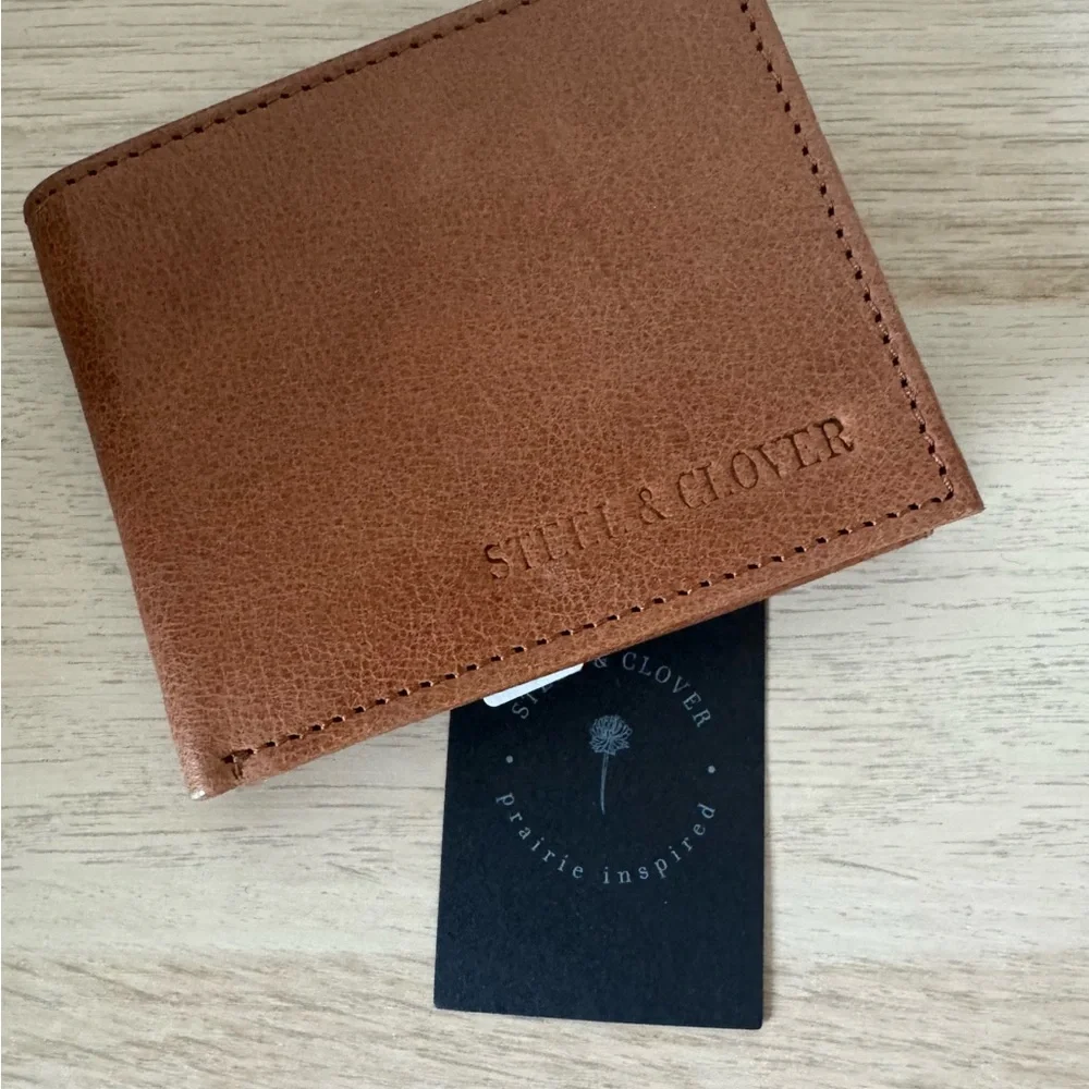 Steel & Clover Men’s Pebbled Brown Leather WALLET NWT